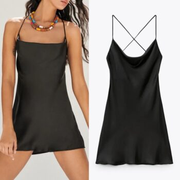 Vestido satinado de tirantes 1