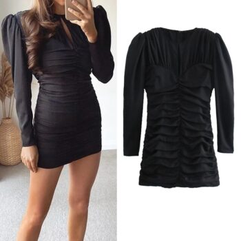 Vestido plisado de manga larga 1