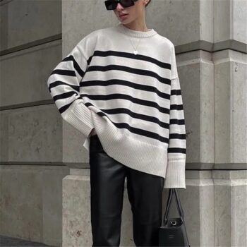 Jersey a rayas de cuello alto con cremallera 3