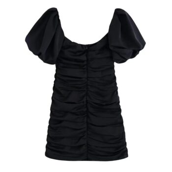 Vestido drapeado con hombros descubiertos y manga abullonada 2