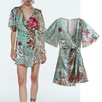Vestido de manga corta con nudo para mujer 1