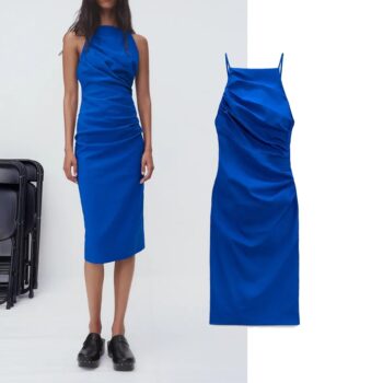 Vestido Midi fruncido de tirantes 1