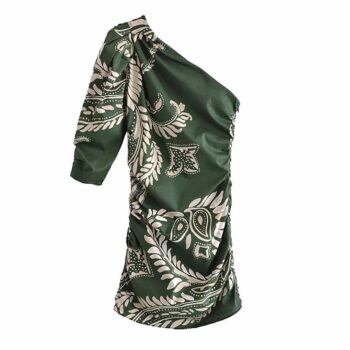 Vestido asimétrico manga abullonada 2