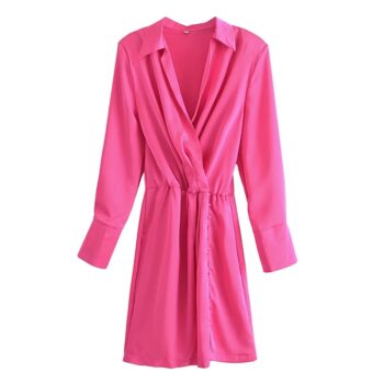 Vestido camisero satinado con botones 2