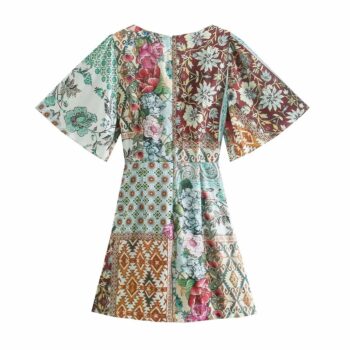 Vestido de manga corta con nudo para mujer 2