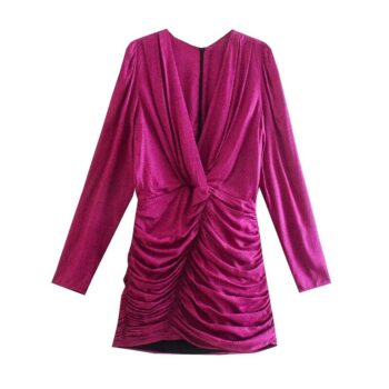 Vestido plisado de manga larga 2
