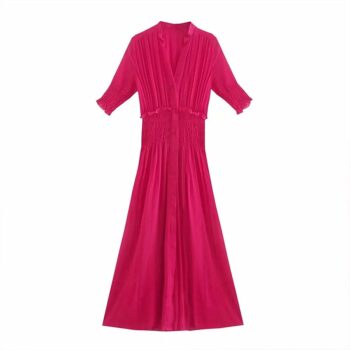 Vestido midi plisado con cintura elástica 2