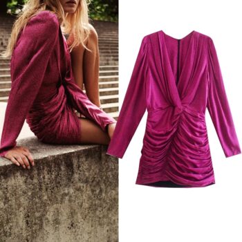 Vestido plisado de manga larga 1