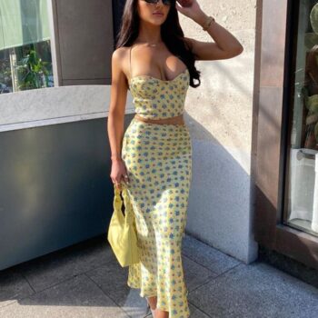 Top y falda satinada estampada 1