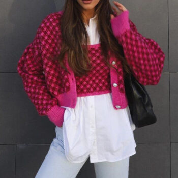 Chaqueta y top punto cuadros 1