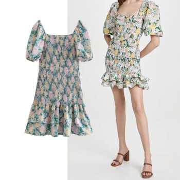 Vestido nido de abeja con volantes 1