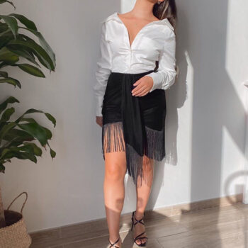 Falda pareo terciopelo con flecos 1