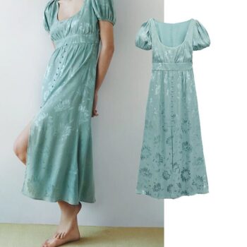 Vestido midi con manga abombada 1
