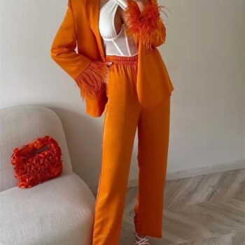 Blazer plumas y pantalón pijamero 2