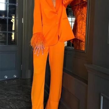 Blazer plumas y pantalón pijamero 1