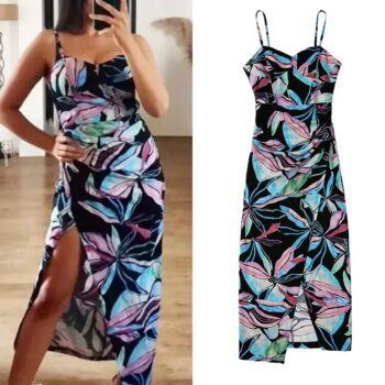 Vestido corsetero estampado tropical 1