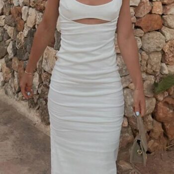 Vestido con lino cut out 1