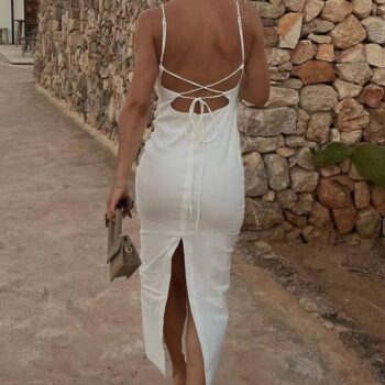 Vestido con lino cut out 2